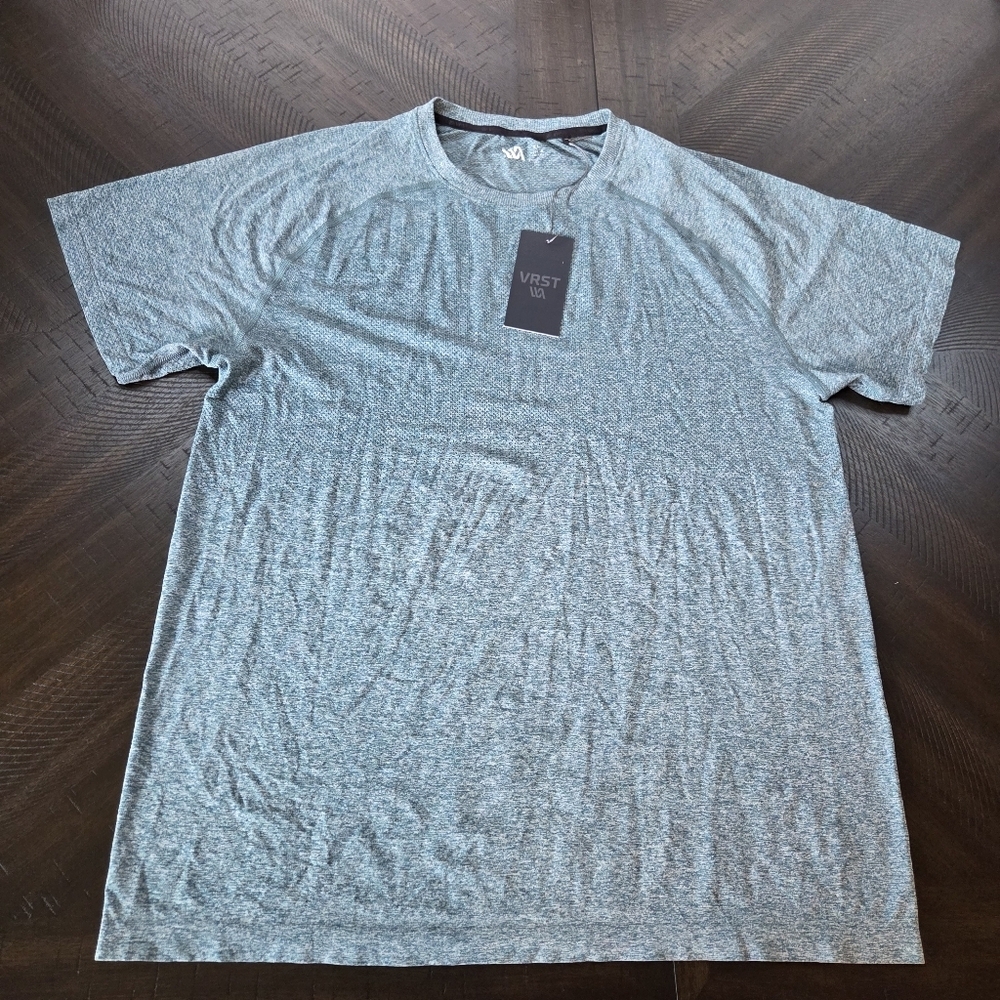 Men's VRST XL Circuit Seamless Space Dye Blue Green Performance T-Shirt New